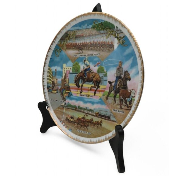 CALGARY STAMPEDE Plate Made In Japan 8" With Rodeo Scenes Vintage - Picture 8 of 9